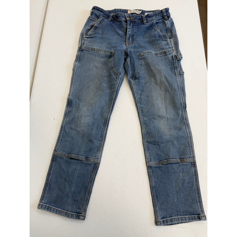 Carhartt Double Front Utility Jeans Blue Straight Leg Carpenter Pants 8 Short